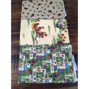 Lot of Fabric, country and‎ farm theme, multicolor, 1lb 6oz